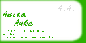 anita anka business card